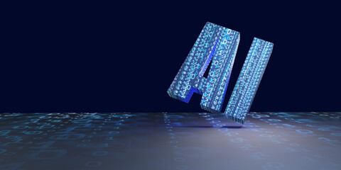 Poster - AI artificial intelligence background image network digital computer technology 3D illustration