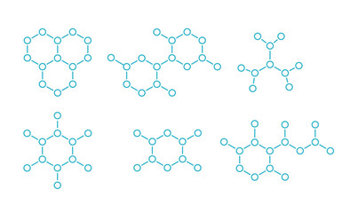 Wall Mural - Molecule. Hormone hexagon structure. The substance formula. Open paths. Editable stroke thickness. Vector outline contour line.