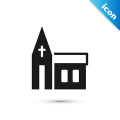 Poster - Grey Church building icon isolated on white background. Christian Church. Religion of church. Vector