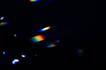 Aufkleber - Blur colorful warm rainbow crystal light leaks on black background. Defocused abstract retro film analog effect for using over photos as overlay or screen filter