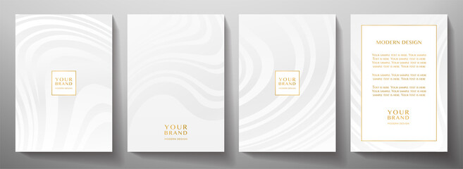 modern white cover, frame design set. abstract wavy line pattern (curves) in monochrome. creative st