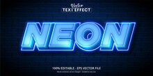 Neon Glowing Text Effect, Shiny Blue Editable Text Style