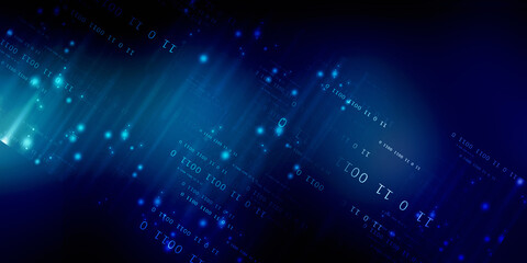 Poster - 2d illustration abstract digital binary data on computer screen