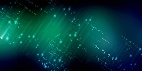 Poster - 2d illustration abstract digital binary data on computer screen