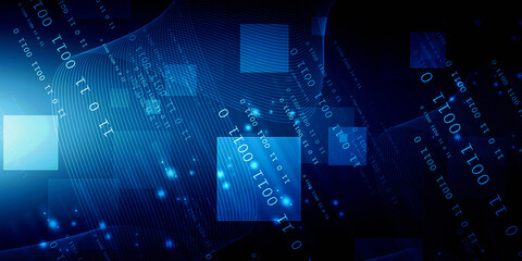 Poster - 2d illustration abstract digital binary data on computer screen