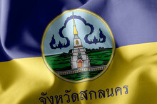 3D Illustration Flag Of Sakon Nakhon Is A Province Of Thailand.
