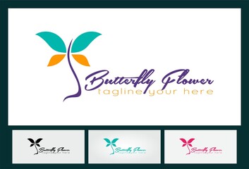 Sticker - butterfly flower vector beauty logo