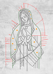 Digital illustration of Our Lady of Guadalupe