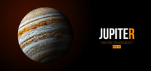 Realistic Jupiter Planet From Space. Vector Illustration