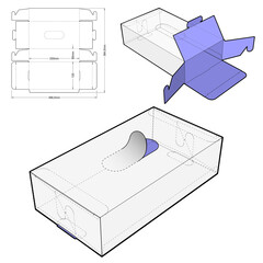 Wall Mural - Cardboard Packaging for Masks (Internal measurement 23x 12.5 + 6 cm) and Die-cut Pattern. The .eps file is full scale and fully functional. Prepared for real cardboard production.