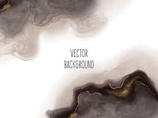 Wall Mural - Vector watercolour horizontal universal background with gold glitter