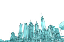 Modern City Panorama 3d Illustration