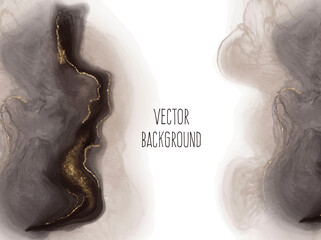 Wall Mural - Vector watercolour horizontal universal background with gold glitter