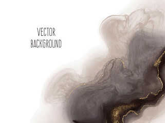 Wall Mural - Vector watercolour horizontal universal background with gold glitter	
