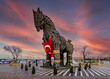 Wooden Horse view in Canakkale, Turkey. After the filming of the movie Troy,The wooden horse that was used as a prop was donated to the city of Canakkale