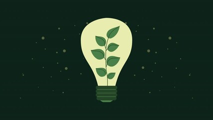 Poster - ecology animation with leafs in bulb