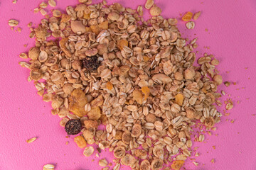 Canvas Print - Granola on the pink background