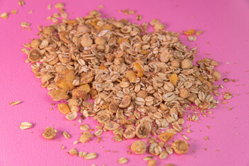 Canvas Print - Granola on the pink background