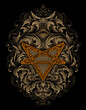 illustration vector pentagram symbol engraving ornament style