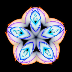 Wall Mural - Abstract kaleidoscopic pattern of rolled color paper strips on black background