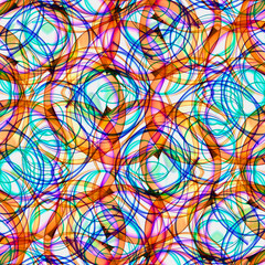 Wall Mural - Kaleidoscopic blend pattern of rolled color paper strips macro top view