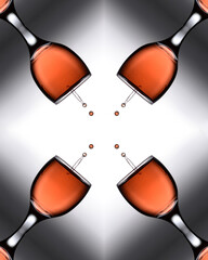 Wall Mural - Kaleidoscopic pattern of a wine glass and cherry juice drop splash 