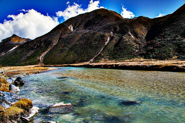 Wall Mural - Mountain River with Turquoise blue water 