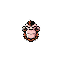 Wall Mural - Cute monkey head logo vector illustration, ape mascot logo design