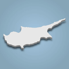 3d isometric map of Cyprus is an island in Mediterranean Sea