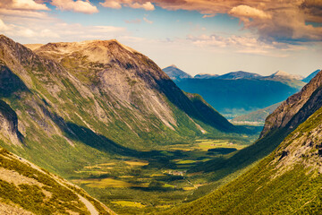 Poster - Green valley from Trollstigen mountain area