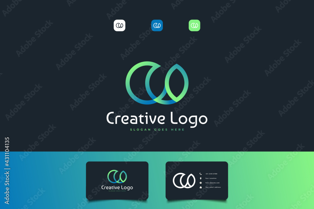 Abstract Initial Letter C and O Logo with Linked Concept in Blue and ...