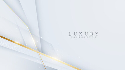 White background with golden lines. Luxury 3d realistic concept. Vector illustration for design.