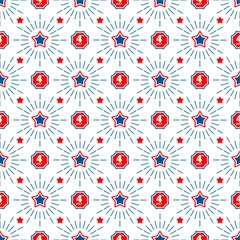 Wall Mural - Independence day of USA flat vector seamless pattern.