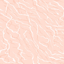 Pink Water Surface, Hand Drawn Seamless Pattern With Sea Foam Texture, Ocean Tropical Background. Curve Lines. Summer Vector Illustration. Rose Color.