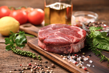 Poster - Fresh raw beef meat on a cutting board