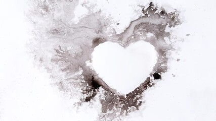 Aufkleber - Watercolour splashes heart on white paper background.