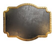 © simone_n - Empty metal plate with brass border. Steampunk style. Clipping path included. 3d illustration