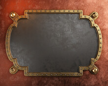 Steampunk Metal Plaque With Brass Borders. 3d Illustration