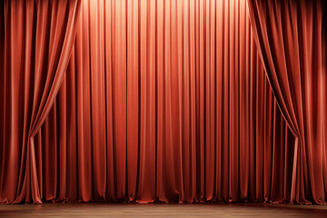 Wall Mural - theater stage with red curtains. 3d illustration