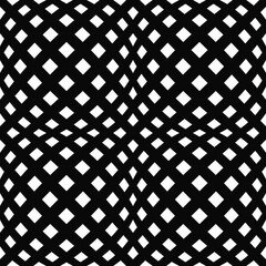 Poster - Diagonal black lines and white rhombuses pattern. Four convex shapes.