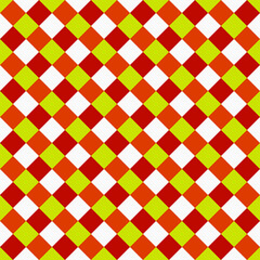 Poster - Seamless citrus color rhombuses. Vector and diagonal squares in red, orange and yellow colors.