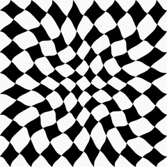 Fototapete - Curly and twisted race flag. Black and white colors pattern.