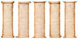 collection set old parchment paper scroll sheet vintage aged or texture isolated on white background.