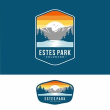 Design Template.Este Park Emblem Patch Logo Illustration In Rocky Mountains National Park