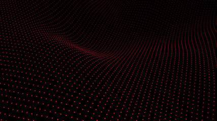 Poster - Abstract digital background. Futuristic wave of dots and weave lines. Digital technology. 3d rendering.