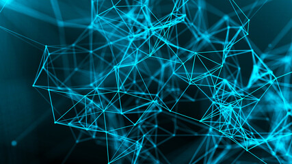 Poster - Network connection system.Background with connection dots and lines. Big data vizualization. 3d rendering. 