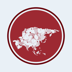 Poster - asia icon. trendy tech logo of the continent. geometric mesh round design. technology, internet, net