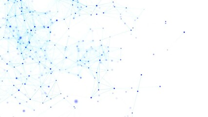 Poster - Network connection structure. Digital blue background with dots and lines. Big data visualization. 3D rendering.