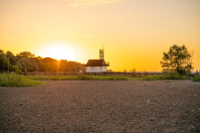 Toronto's Iconic Leuty Lifeguard Station Just After Dawn In The Summer Time.