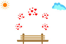 The Romantic Meeting Of Two Lovers With Little Red Hearts In The Open Air